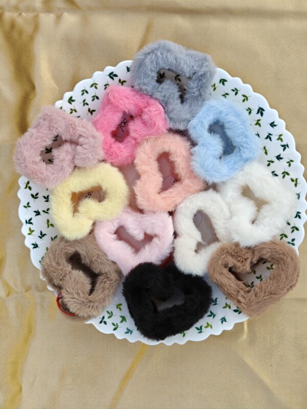 Fuzzy Heart Hair Clip